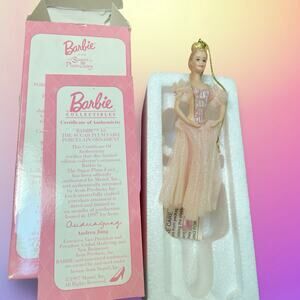 Vintage 1997 Barbie Sugar Plum Fairy Porcelain Ornament Avon COA First Series